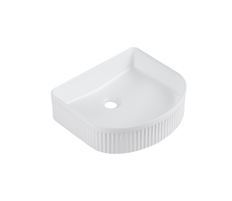 [50019] 415*365*120mm Cora Above Counter Fluted Matt White Arch Basin