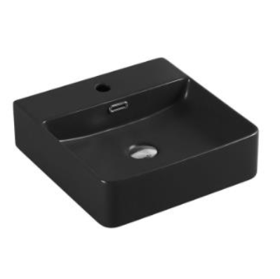 420*420*120mm Above Counter Basin Matte black Fine Ceramic Waste: 32mm Overflow