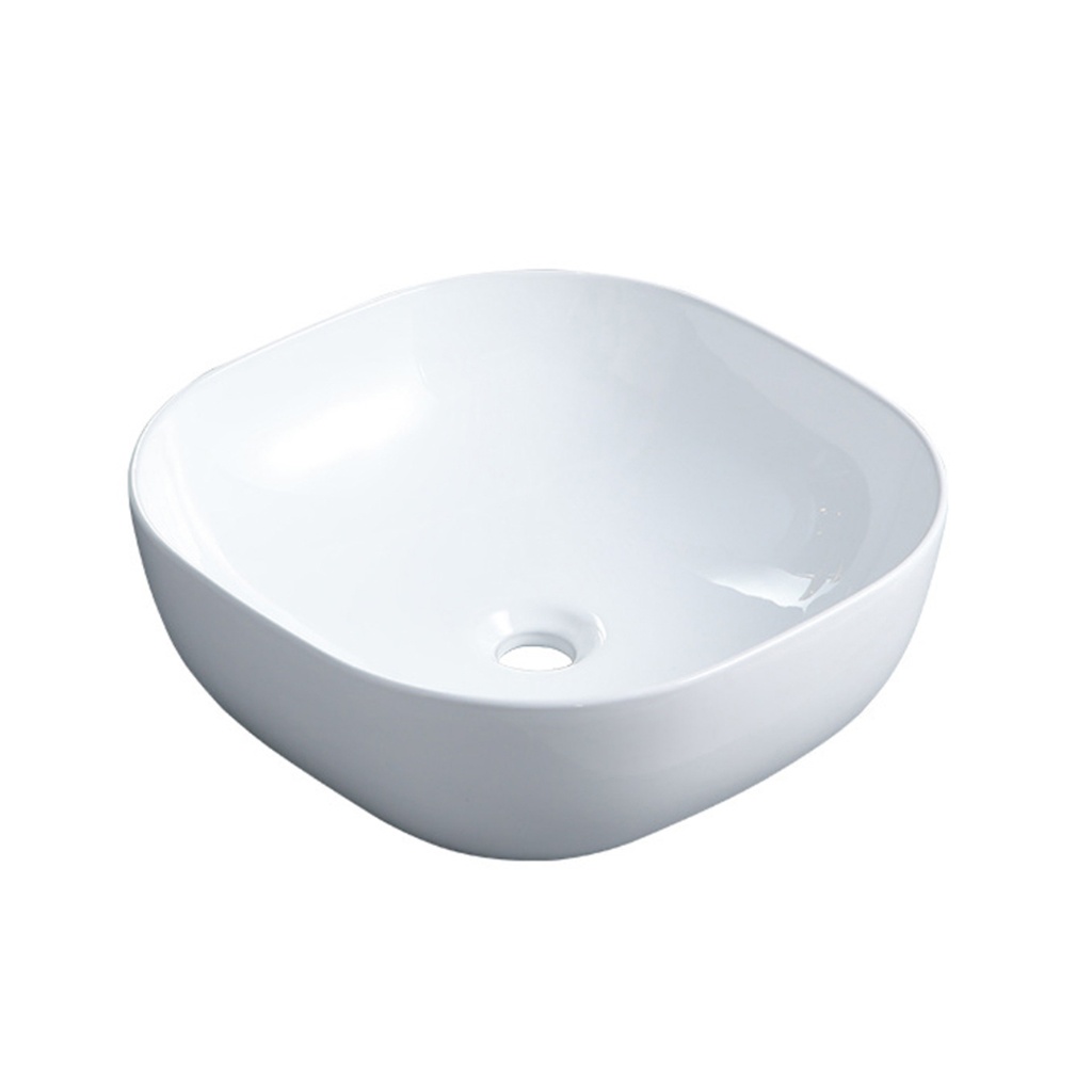 420*420*145mm Square Gloss White Ceramic Above Counter Basin Non-overflow