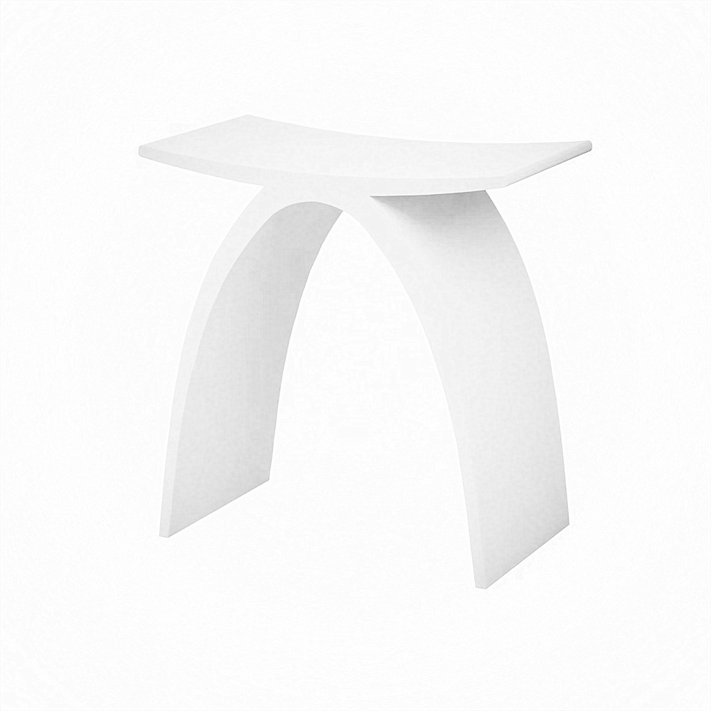 [55650] 420X235X430mm Matt White Perry Solid Surface Stone Bath Stool