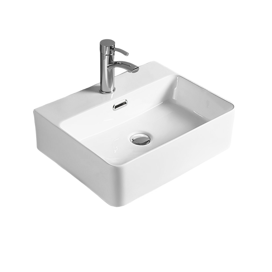 [55502] 427*417*125mm Gloss White Kliff Fine Ceramic Wall Hung/Above Counter BasinTap Hole, With Overflow,32mm Waste