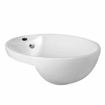430*430*160mm Semi recess Basin Gloss White Fine Ceramic Waste: 32mm Overflow