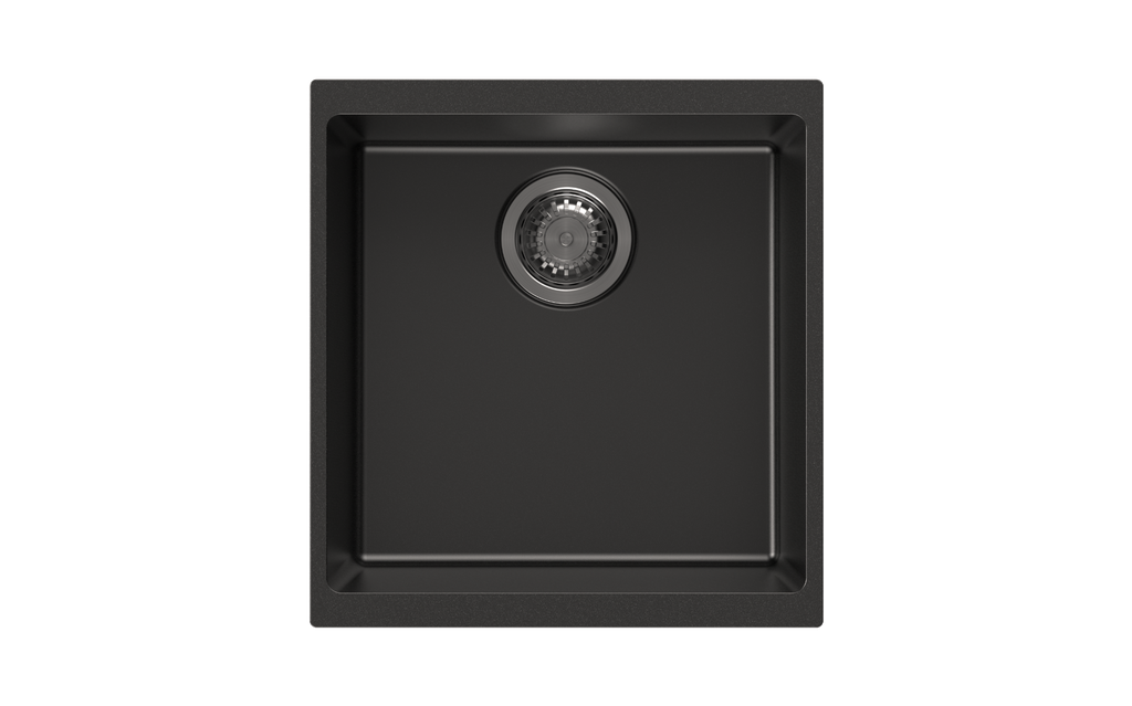 430*460*200mm Carysil Black Single Bowl Granite Kitchen/Laundry Sink Top/Flush/Under Moun