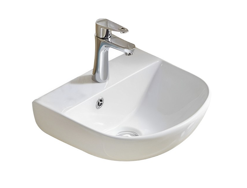 440*369*175mm Gloss White Carrida Fine Ceramic Wall Hung Basin Overflow,32mm Waste