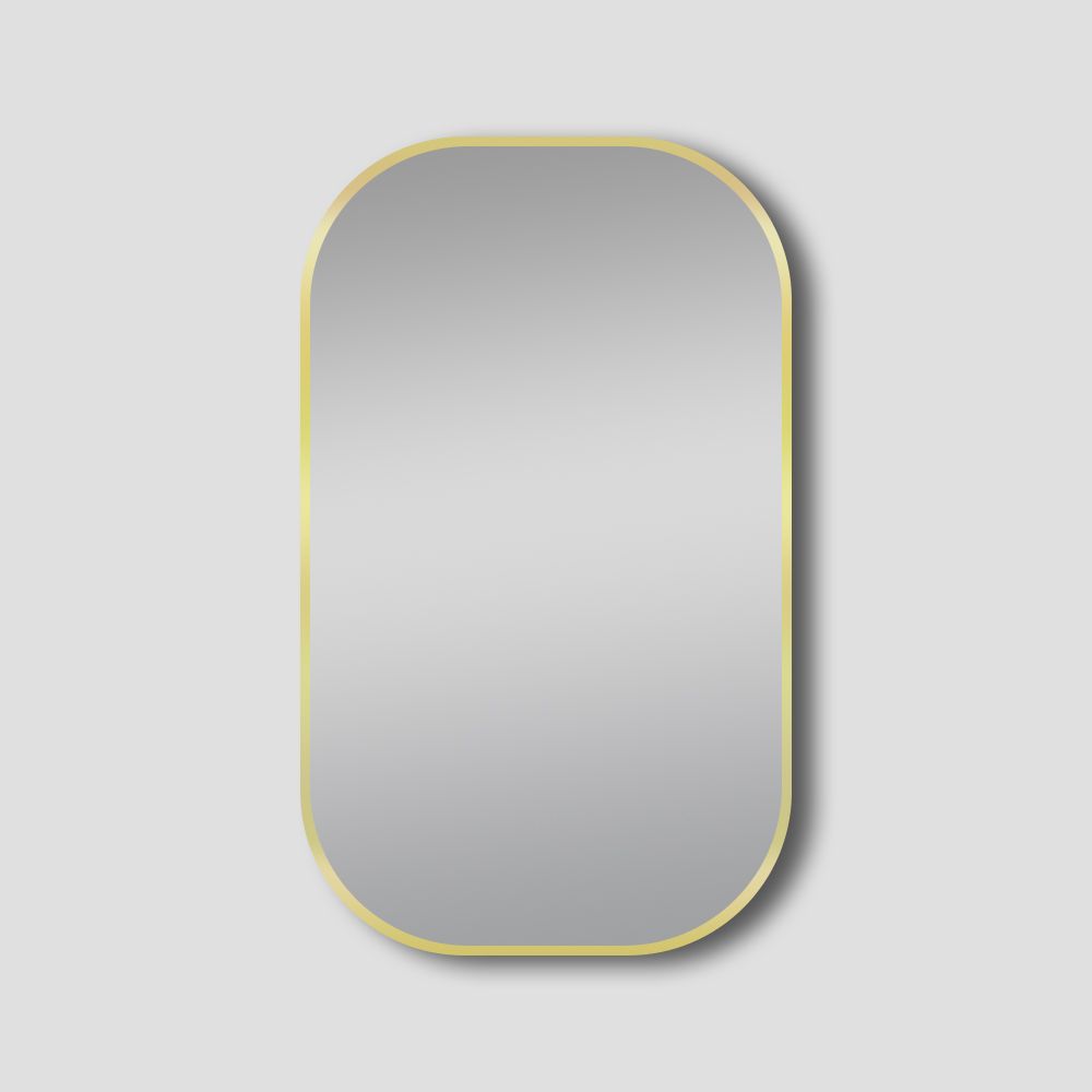 450*750mm Brushed Gold Rounded Rectangular Framed Mirror