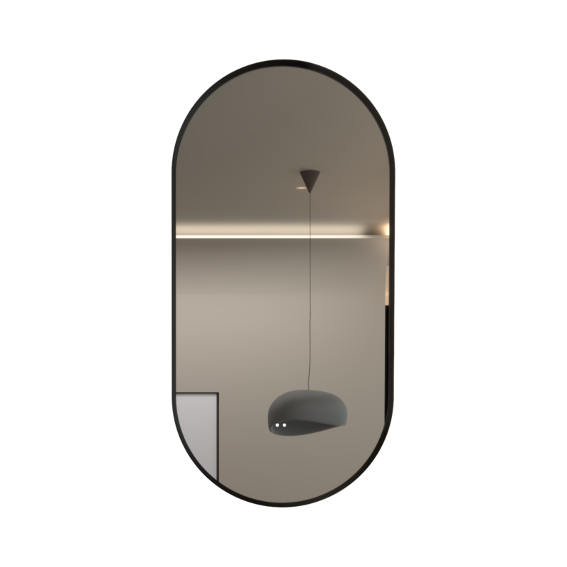 450×900mm Matte Black Framed Oval 3 Color Backlit LED Mirror With Touchless Sensor Switch