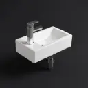 457*255*120mm Gloss White Crete Fine Ceramic Wall Hung Mini Basin Left Tap Hole No Overflow,32mm Waste