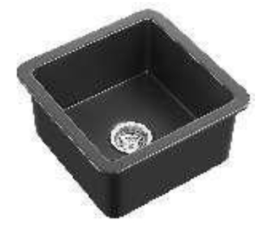 457*457*228mm Matte Black  Camden Fireclay Insert/Undermound Sinks Bottom Grid & Chrome Basket Waste (FCSW) Included