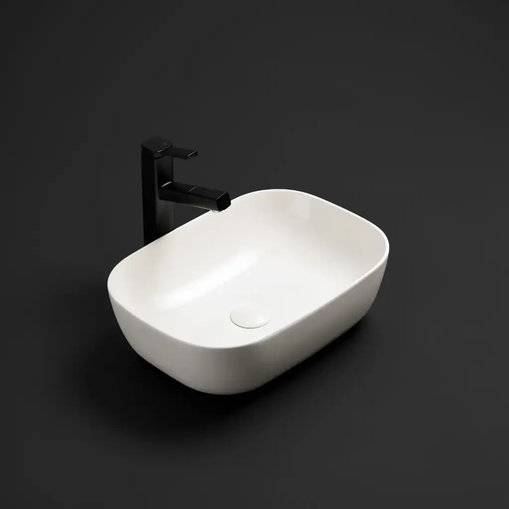 460*325*137mm Matte White Ellips Fine Ceramic Above Counter Basins Non Overflow,32mm Waste