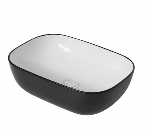 465*320*137mm Above Counter Basin Gloss black and White Waste: 32mm Non Overflow