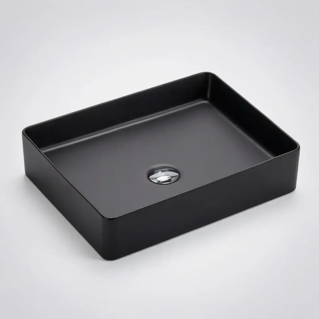 470*360*110mm Etna Matt Black Above Counter Rectangular Basin
