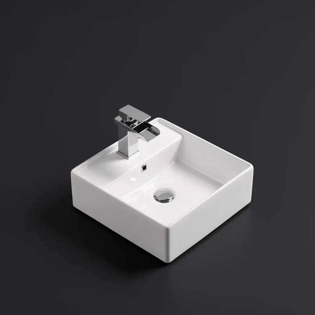 470*463*165mm Gloss White Crete Fine Ceramic Wall Hung/Above Basin Tap Hole With Overflow,32mm Waste