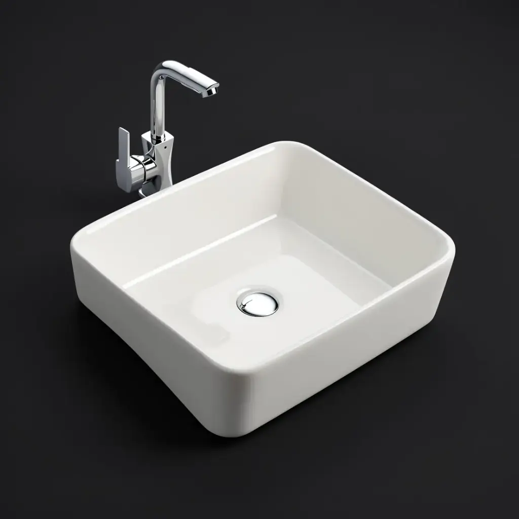 480*377*135mm Gloss White Kliff Fine Ceramic Semi Ress Basin Tap Hole No Overflow,32mm Waste