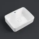 485*380*135mm Rectangle Gloss White Ceramic Above Counter Basin With Tap Hole Non-overflow