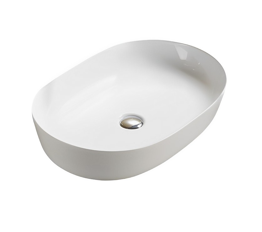 [55439] 490*350*140mm Gloss White Ellips Fine Ceramic Above Counter Basins Non Overflow,32mm Waste
