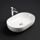 490*350*140mm Matte White Ellips Fine Ceramic Above Counter Basins Non Overflow,32mm Waste