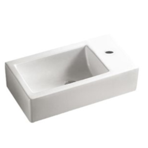 500*240*130mm Wall Hung Basin Left hand bowl Gloss White Fine Ceramic Waste: 32mm Non Overflow L