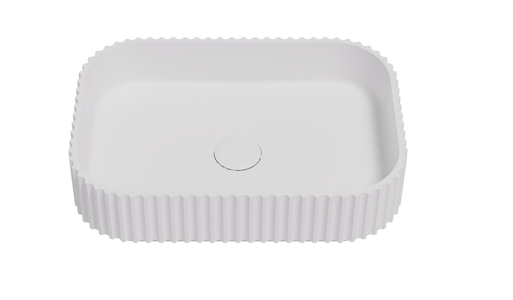 500*350*120mm Matt White Japserfluted Solid Surface Above Counter Basin 32mm Waste
