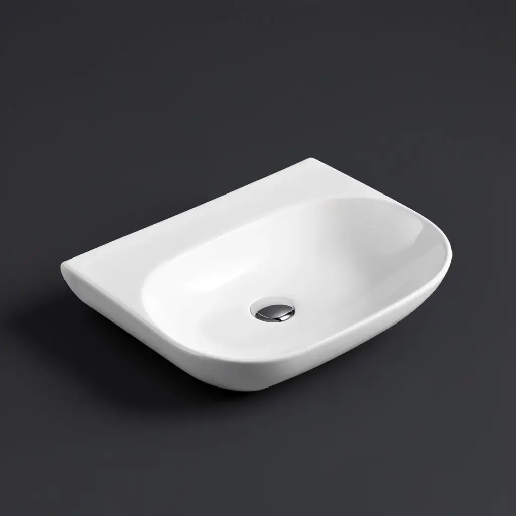 500*385*120mm Gloss WhiteEllips Fine Ceramic Wall Hung Basin No Tap Hole No Overflow,32mm Waste,No Tap Hole