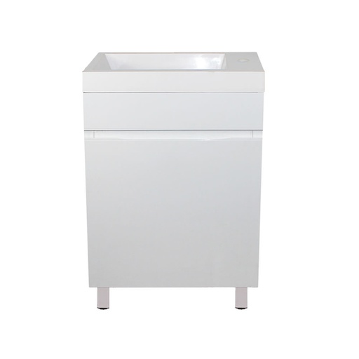 500L*520H*250Dmm Freestanding Matte White Vanity With Ceramic Top(Right Hand Side Bowl)