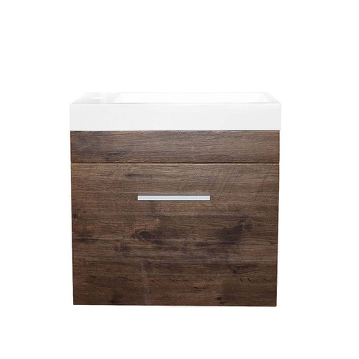 500L*520H*250Dmm Wall Hung Dark Oak Vanity With Ceramic Top(Left Hand Side Bowl)