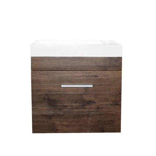 500L*520H*250Dmm Wall Hung Dark Oak Vanity With Ceramic Top(Right Hand Side Bowl)