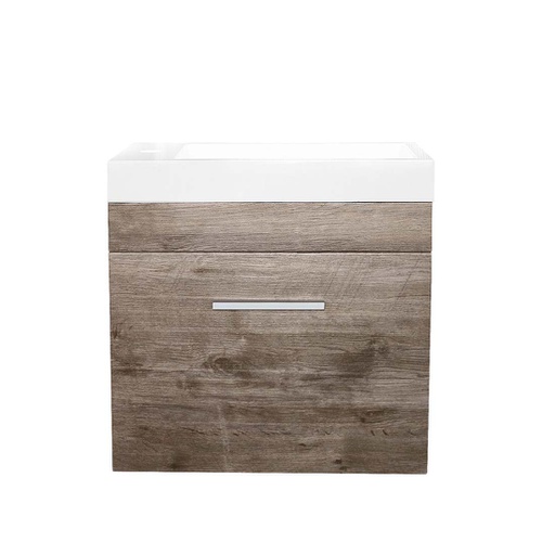 500L*520H*250Dmm Wall Hung White Oak Vanity With Ceramic Top(Left Hand Side Bowl)