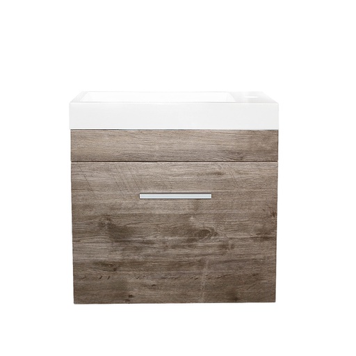 500L*520H*250Dmm Wall Hung White Oak Vanity With Ceramic Top(Right Hand Side Bowl)
