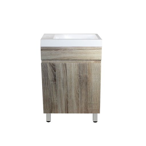 500mm White Oak MDF 1 Door Freestanding Bathroom Vanity Cabinet Only