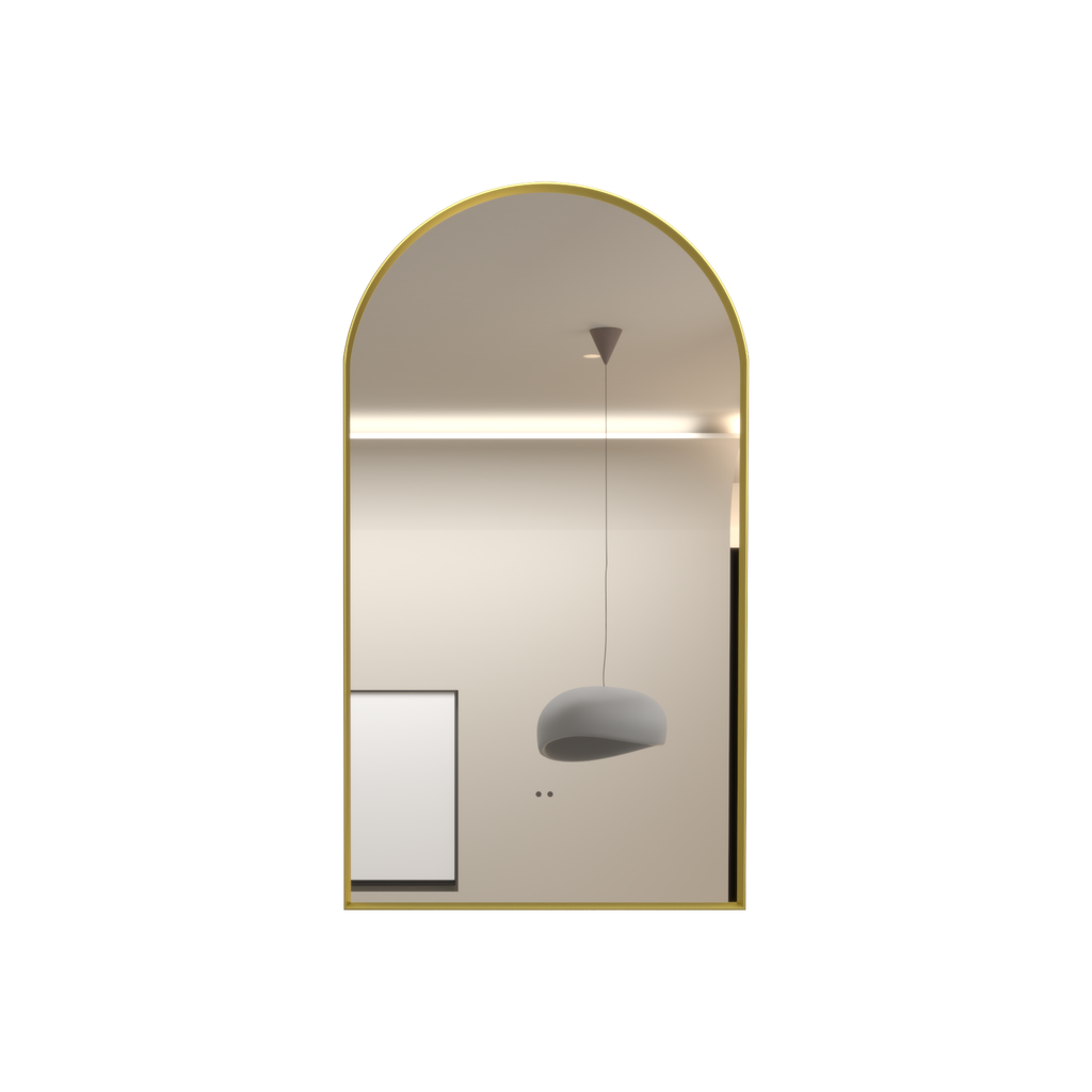 500x900mm Brushed Gold Framed Arch 3 Color Backlit LED Mirror(Touchless Sensor Switch)