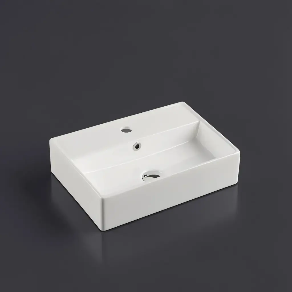 505*350*125mm Wall Hung Rectangular Basin With Mixer Hole