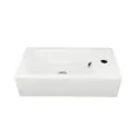 510L*255D*150Hmm Gloss White Ceramic Top Right Tap Hole