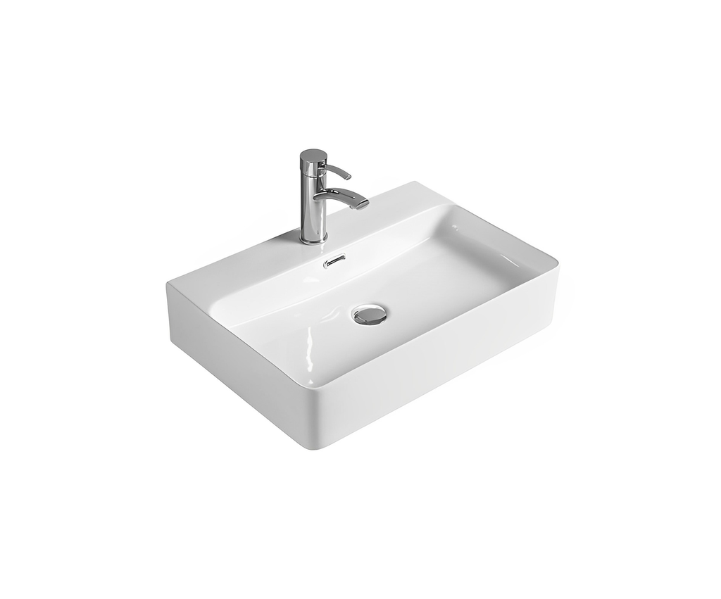 [55504] 515*425*135mm Gloss White Kliff Fine Ceramic Wall Hung/Above Counter Basin Tap Hole With Overflow,32mm Waste