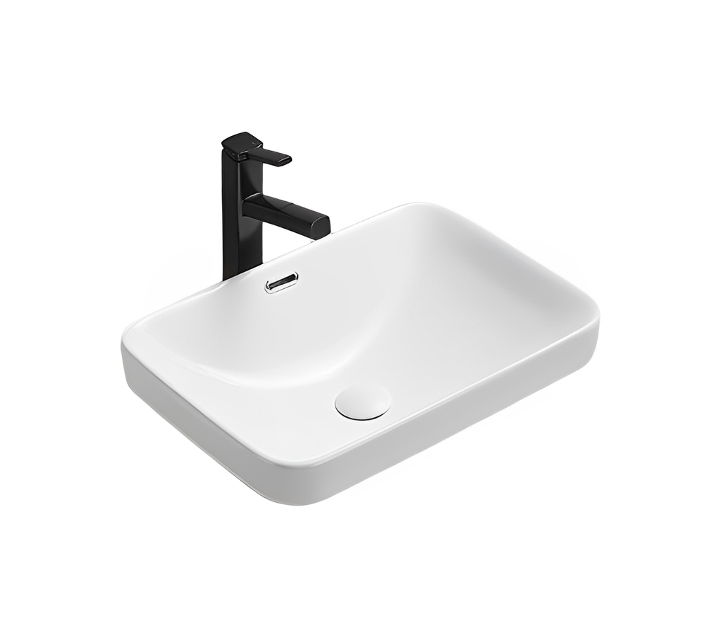 517*365*170mm Gloss White Kliff Fine Ceramic Insert Basin Overflow,32mm Waste
