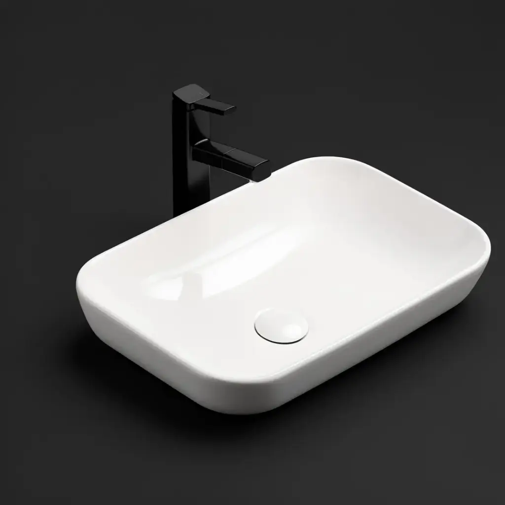 520*340*150mm Matt White Kliff Fine Ceramic Insert Basin No Oerflow