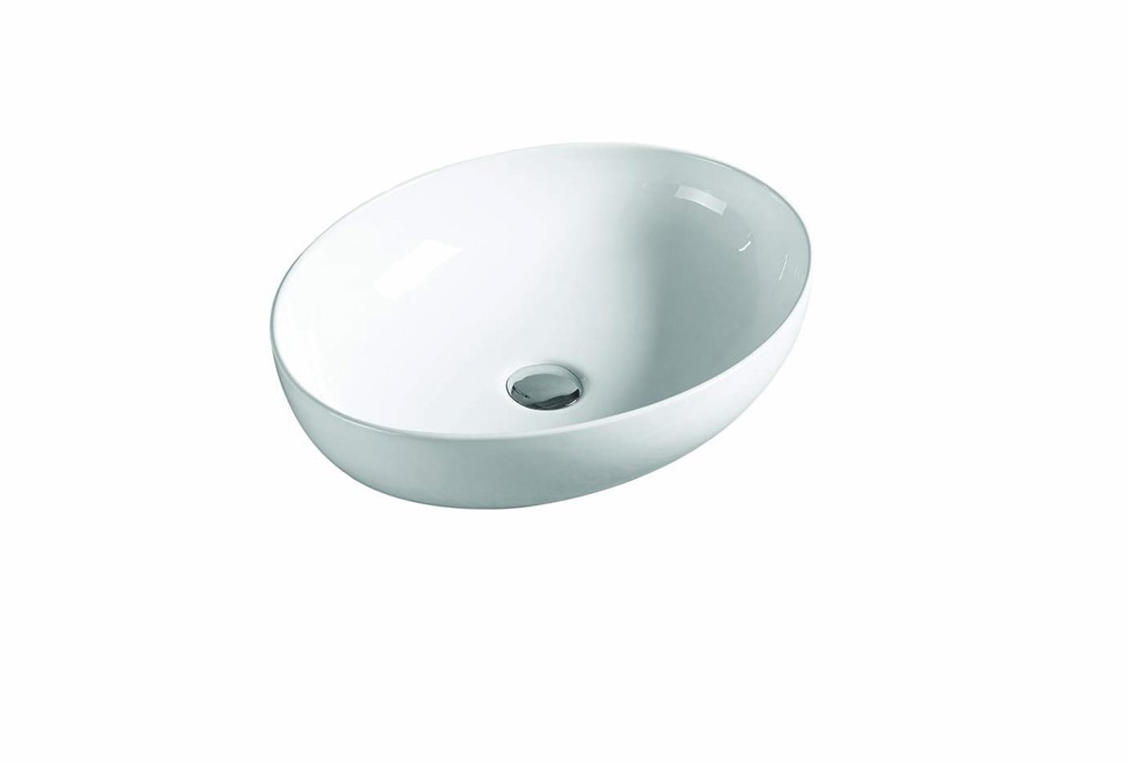 520*395*130mm Gloss White Carey Fine Ceramic Above Counter Basin No Overflow,32mm Waste