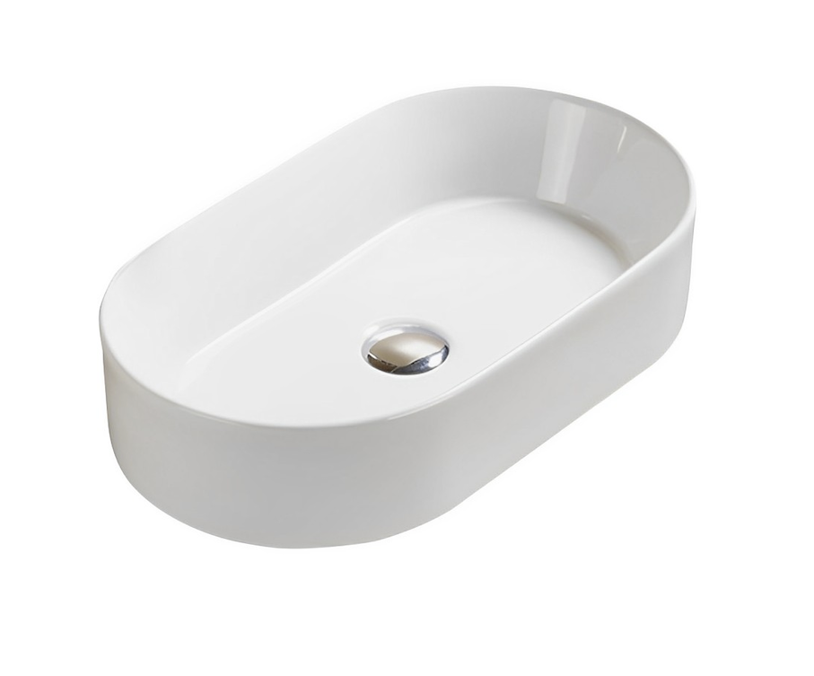 525*300*110mm Gloss White Ellips Fine Ceramic Above Counter Basins Non Overflow,32mm Waste