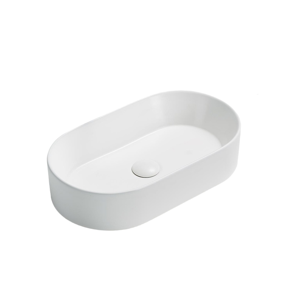 525*300*110mm Matte White Ellips Fine Ceramic Above Counter Basins Non Overflow,32mm Waste
