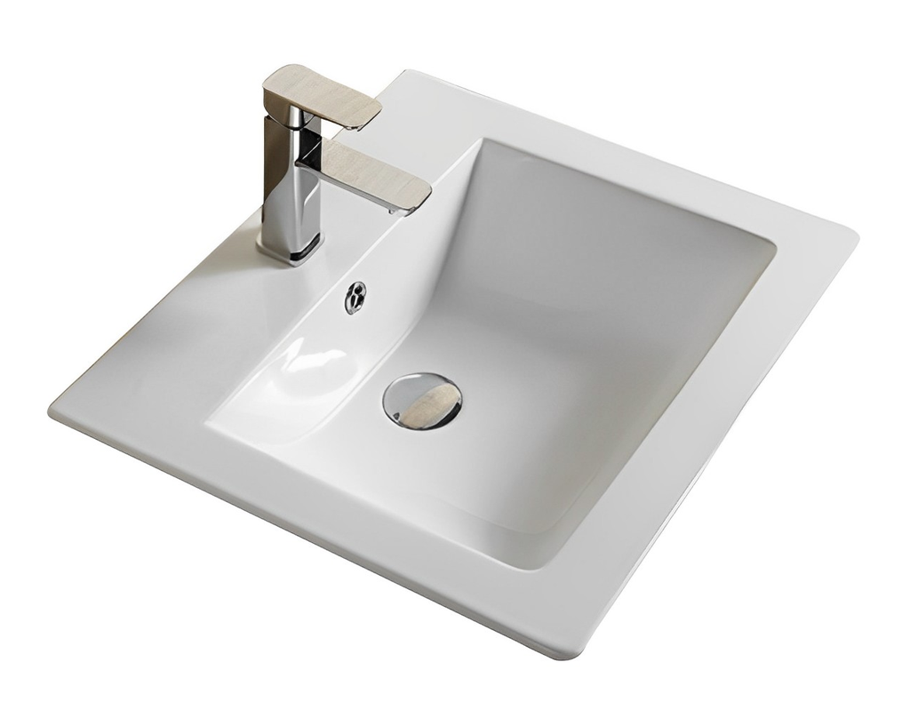 530*460*180mm Gloss White Crete Fine Ceramic Insert Basin Tap Hole Overflow,32mm Waste