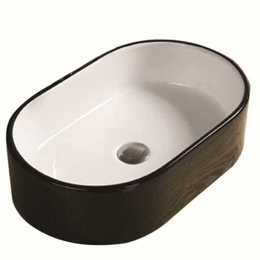 550*350*140mm Above Counter Basin Gloss black and White Waste: 32mm Non Overflow