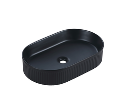 [50021] 580*360*120mm Cora Above Counter Fluted Matt Black Pill Basin