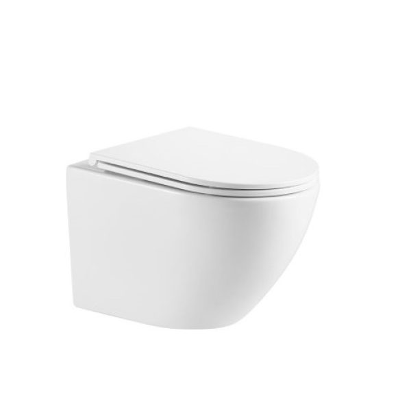 [50351] 580*365*365mm Wall Hung Pan (Rimless) With Slim Uf Seat Cover