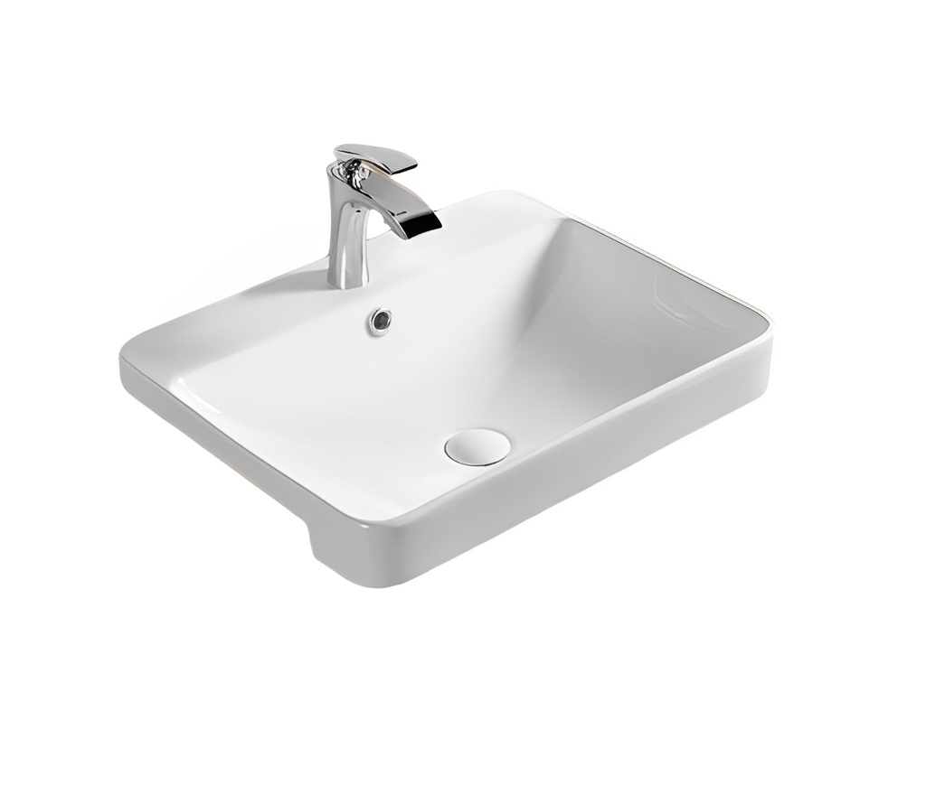 585*460*170mm Gloss White Kliff Fine Ceramic Semi Ress Basin Tap Hole Overflow,32mm Waste