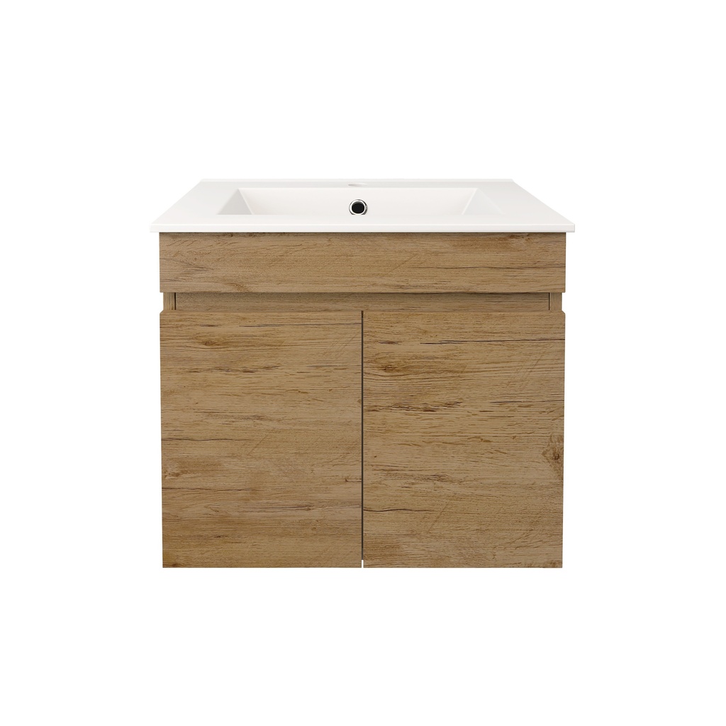 590X370X500mm Camden Modern Wall Hung Cabinet Prime Oak,Soft Closing Finger Pull Doors