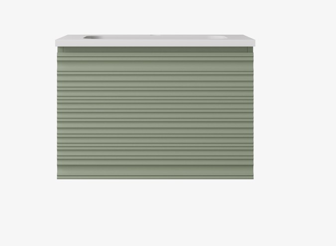 590x455x400mm Olive Green Sedona Modern Fluted Wall Hung PVC Cabinet