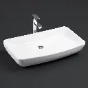 600*385*130mm Rectangle Gloss White Ceramic Above Counter Basin Non-overflow