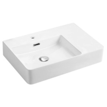 600*420*120mm Wall Hung / Above Counter Basin Left hand shelf Waste: 32mm Overflow