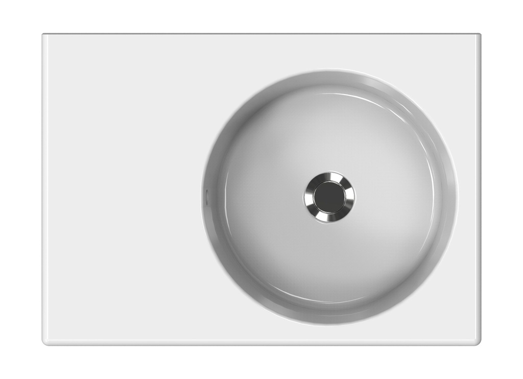 600*425*168mm White Art Round Wall Hung Basin Left Hand Side