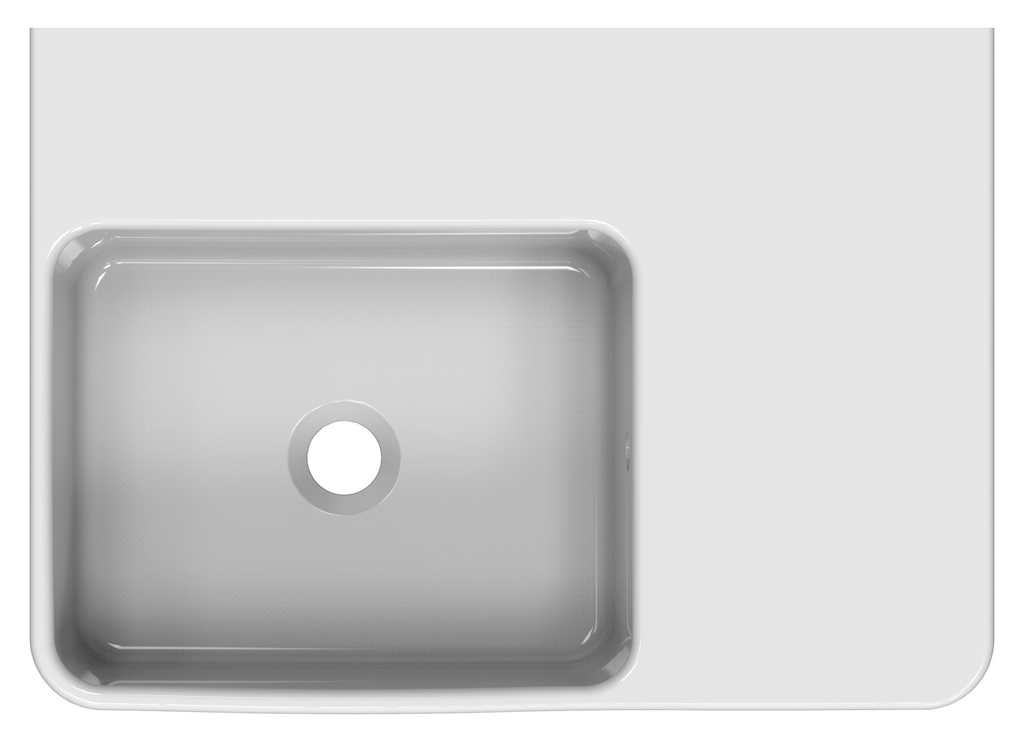 600*425*168mm White Art Wall Hung Right Hand Side Basin