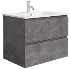 600*460*550mm Wall Hung Canyon Oak Woodgrain Vanity Two Drawer With Ceramic Top 60